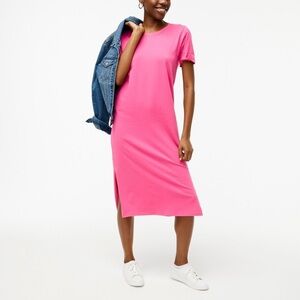 Re-Imagined by J Crew Barbie pink midi t-shirt dress slit sides